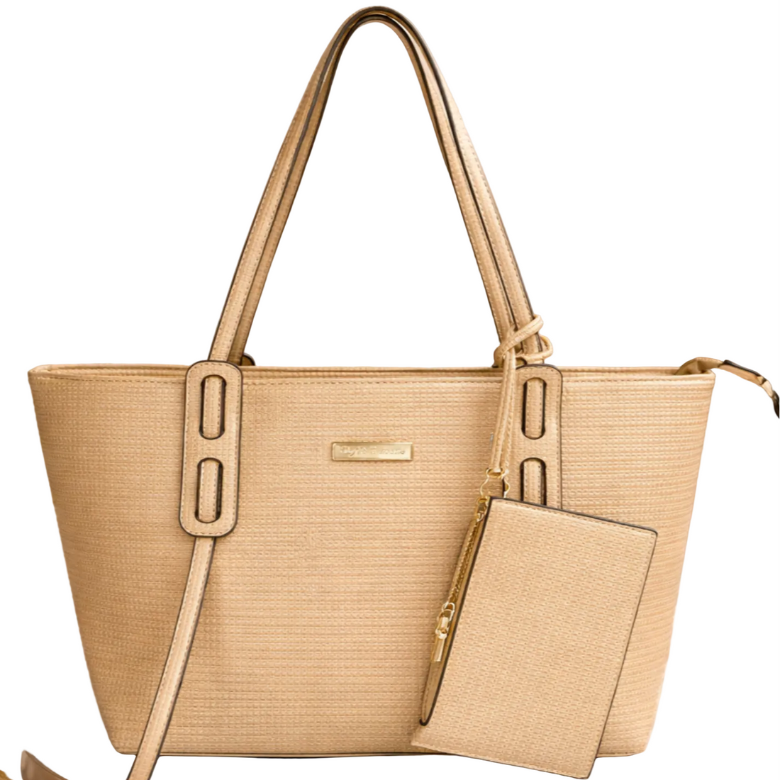 Viral woven tote bag with matching pouch