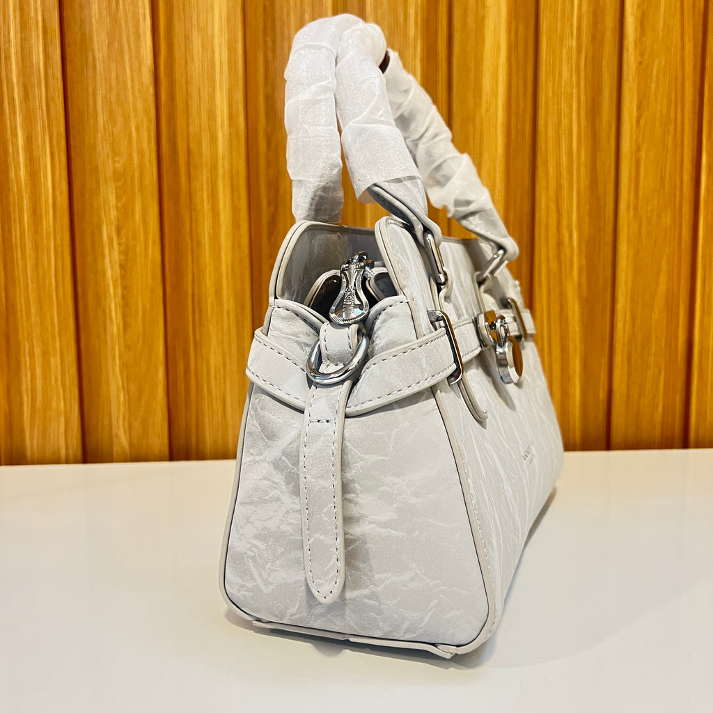 Crinkle Leather Structured Mini Handbag with Padlock Hardware for Women in Pakistan