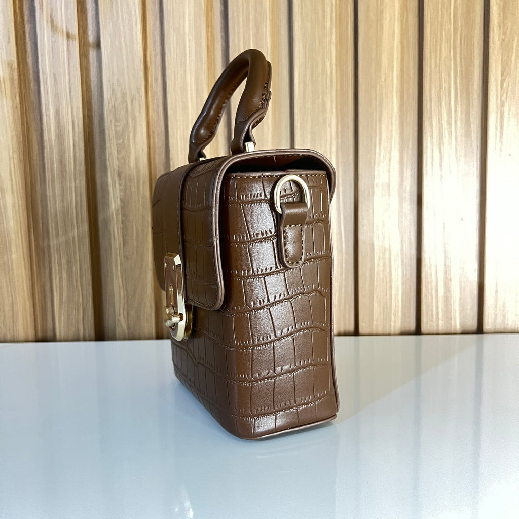 Croc Embossed Mini Box Bag