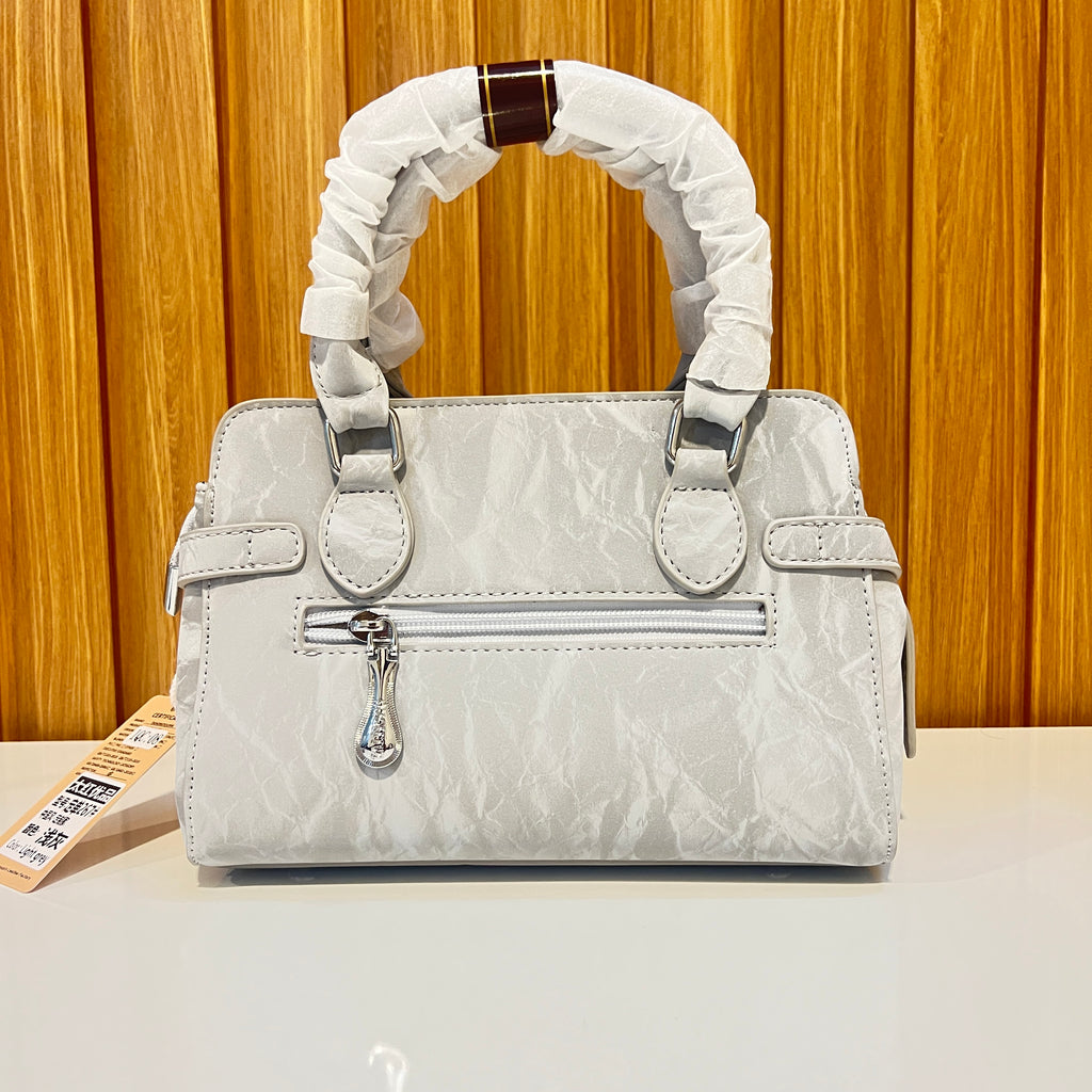 Crinkle Leather Structured Mini Handbag with Padlock Hardware for Women in Pakistan