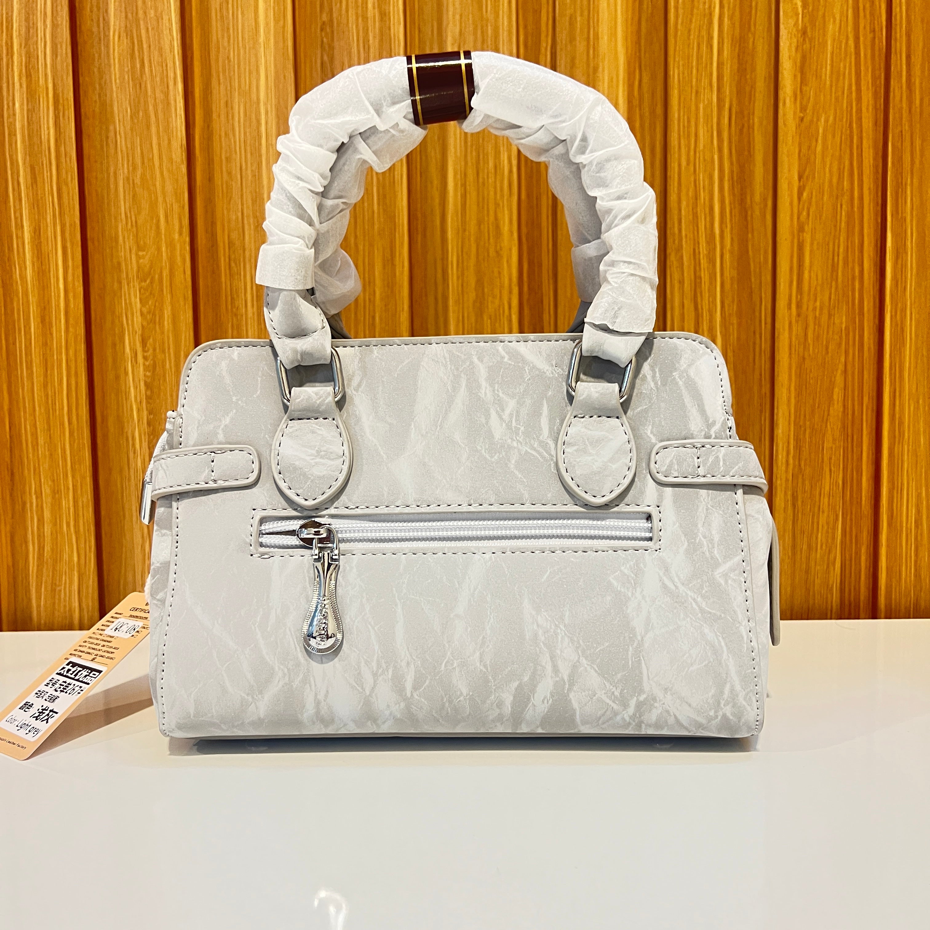 Crinkle Leather Structured Mini Handbag with Padlock Hardware for Women in Pakistan