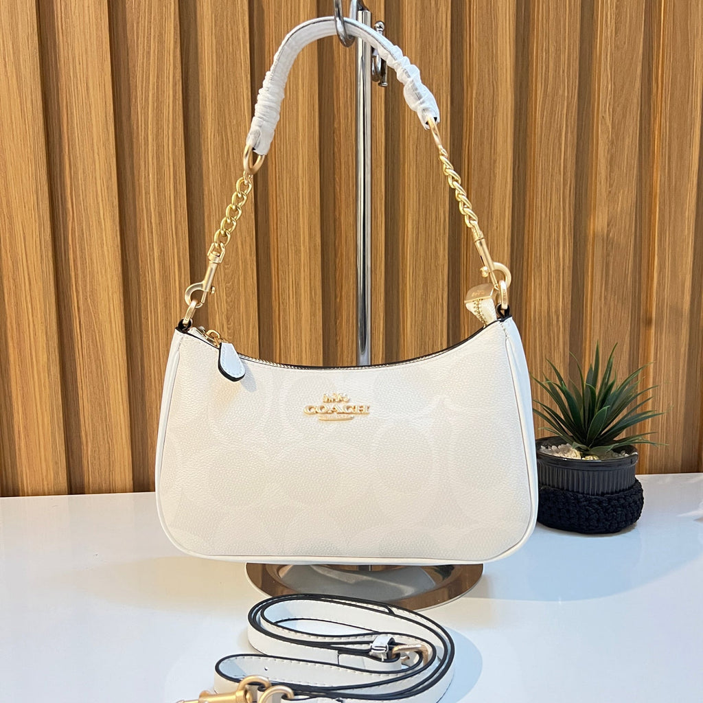 Signature Monogram shoulder bag pink colour with chain strap women Pakistan - Meraki by Emaan