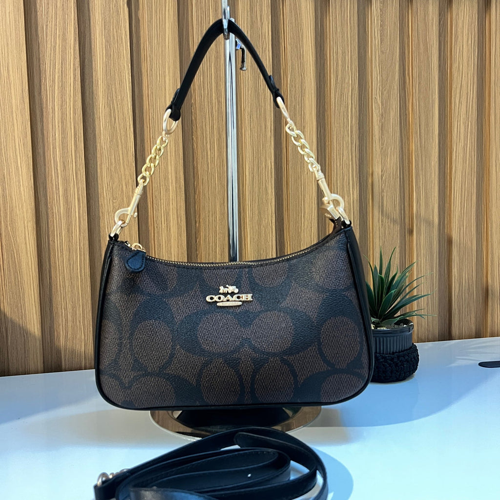 Signature Monogram shoulder bag sand taupe colour women Pakistan - Meraki by Emaan