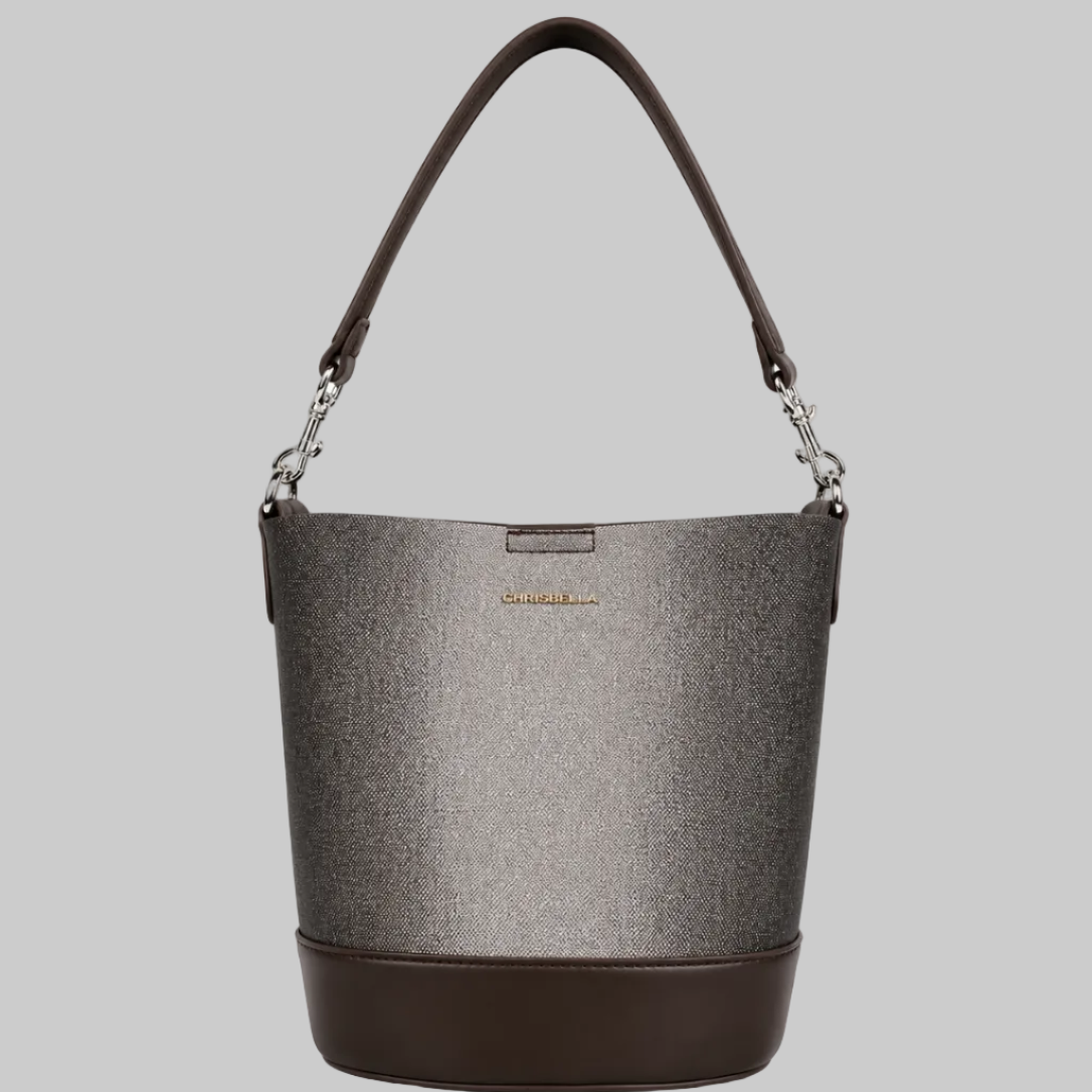 Chrisbella Canvas Bucket Bag with Leather Base & Detachable Strap for Women in Pakistan