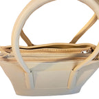 Cream Structured Tote Handbag – Dual Handle & Crossbody Strap by Meraki by Emaan Pakistan - top view