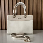 Elegant Cream Structured Handbag for Women | Beauty Bella Tote Bag - Front View with Belt