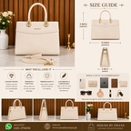 Elegant Cream Structured Handbag for Women | Beauty Bella Tote Bag - Size Guide
