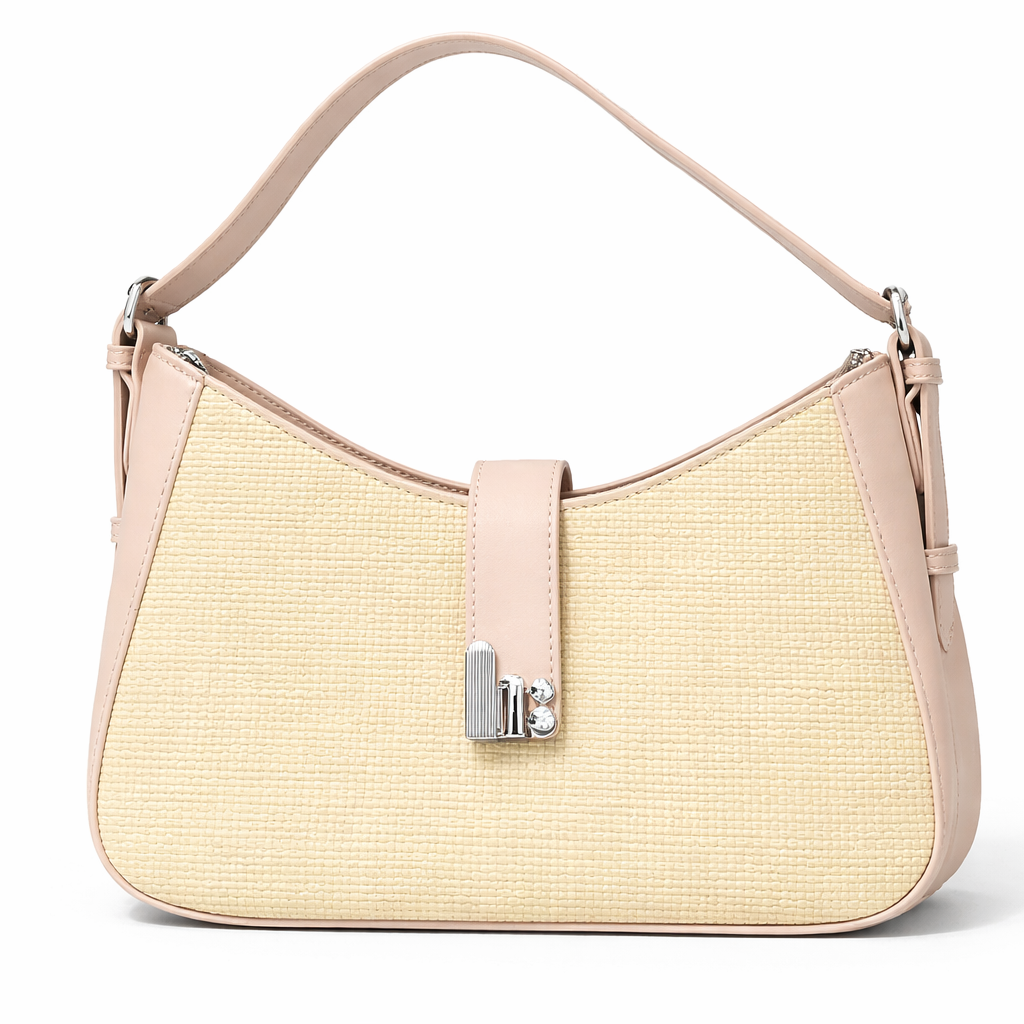 Elegant textured shoulder bag for women beige Pakistan – Meraki by Emaan