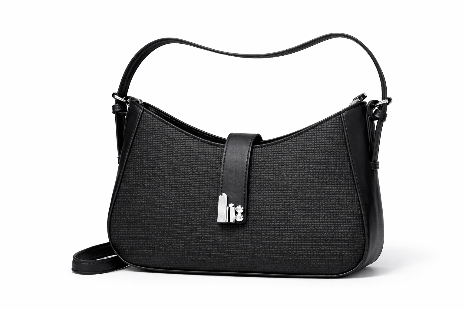 Elegant textured shoulder bag women black Pakistan Meraki by Emaan