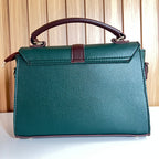 Emerald Green Satchel Handbag for Women –  Back View - Top Handle Crossbody Bag with Detachable Strap