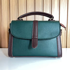 Emerald Green Satchel Handbag for Women –  Front View - Top Handle Crossbody Bag with Detachable Strap