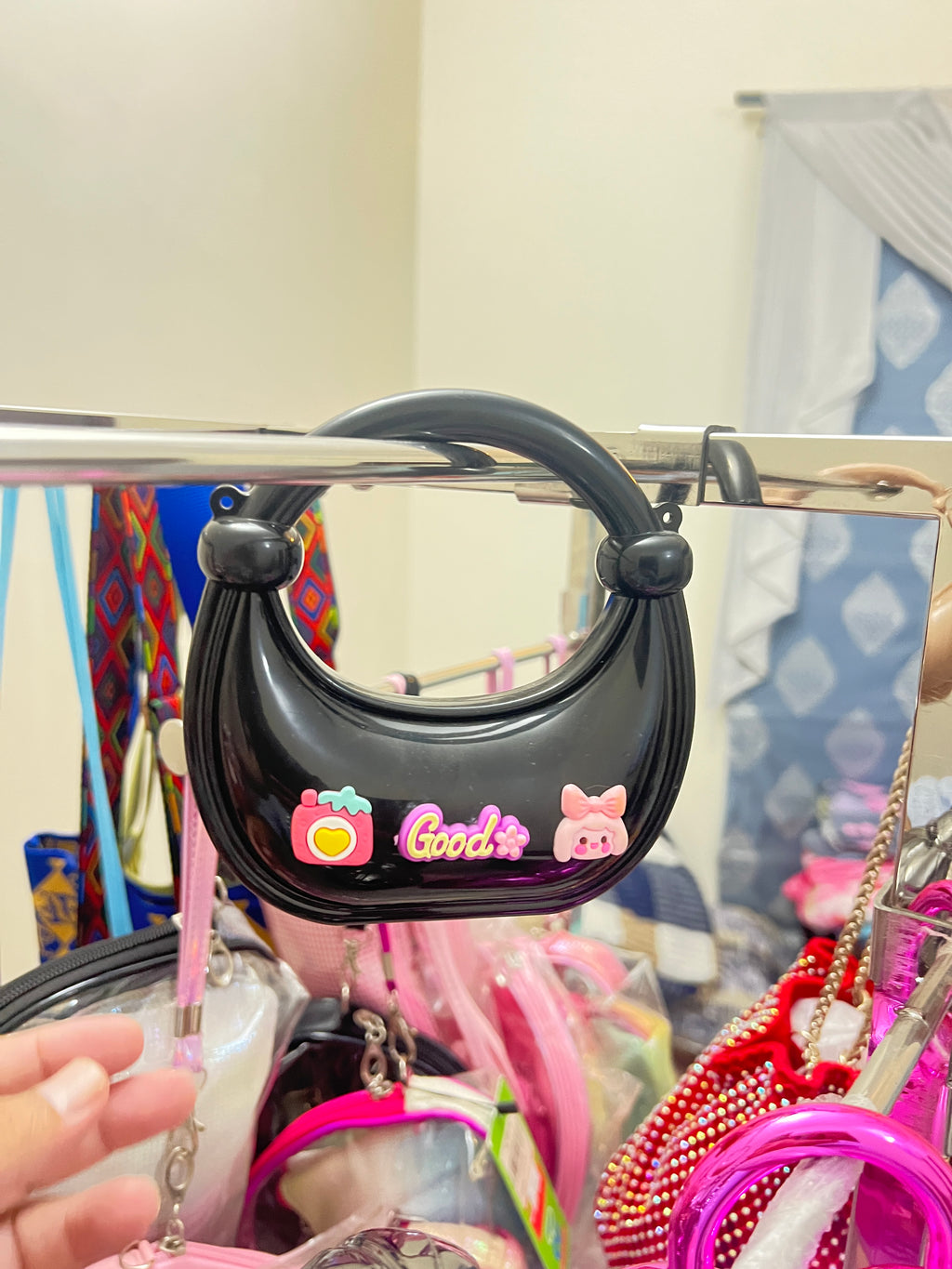 Kids handbag for girls side view – colourful mini bag Pakistan – Meraki by Emaan