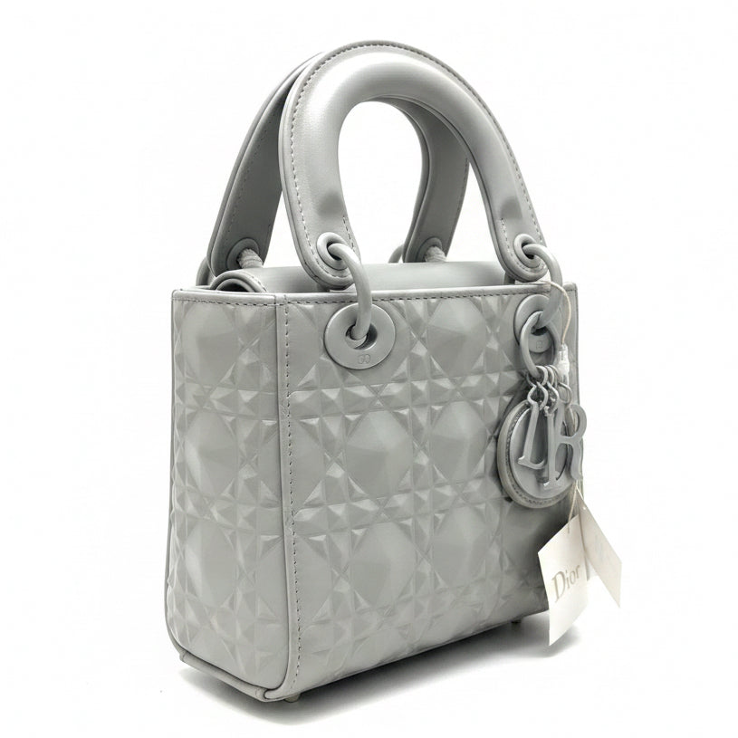 Grey Cannage Quilted Mini Handbag with Branded Strap for Women in Pakistan