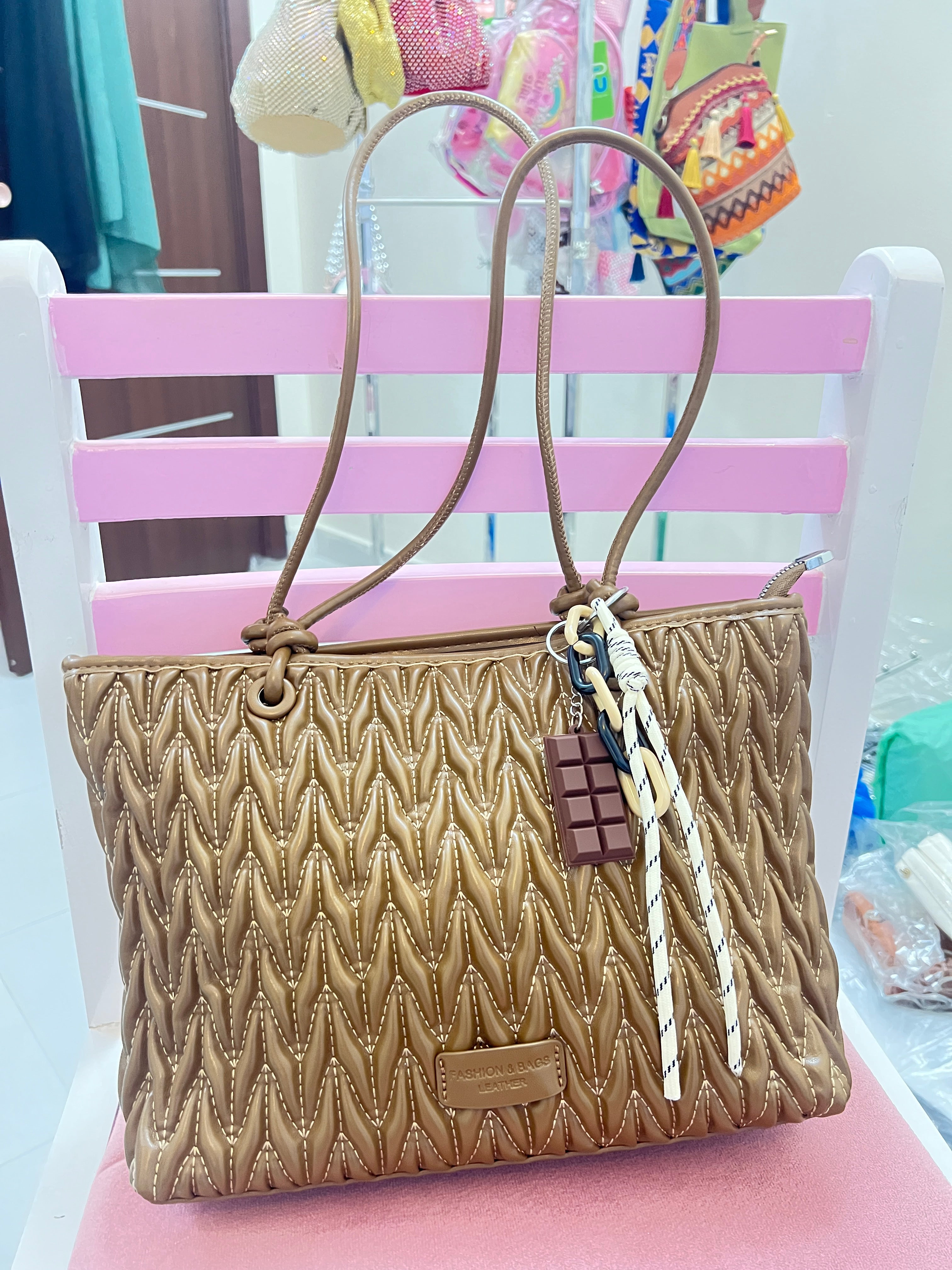 Chevron Quilted Tote Bag for Women – Available in 4 Colours | Pakistan