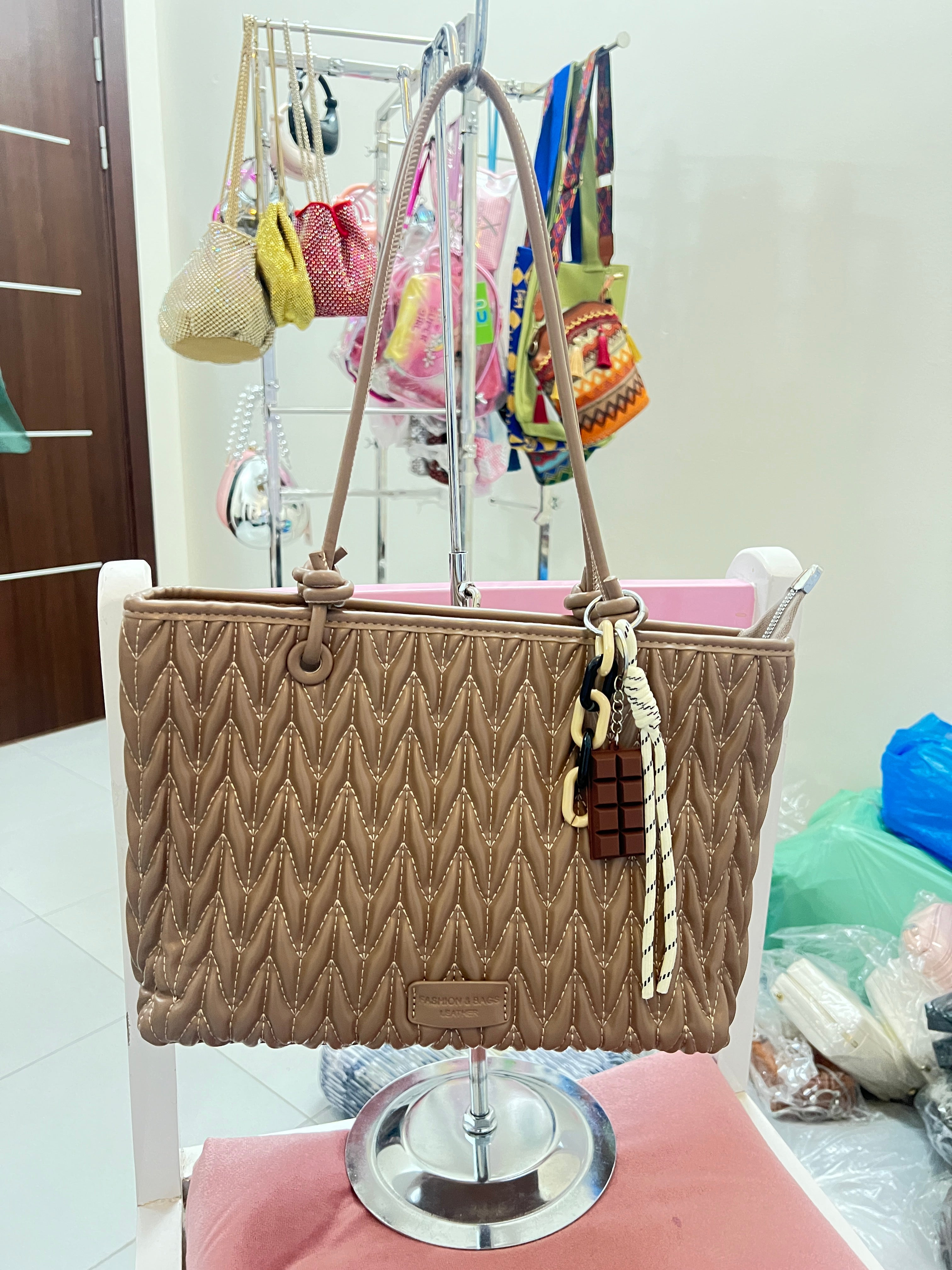 Chevron Quilted Tote Bag for Women – Available in 4 Colours | Pakistan