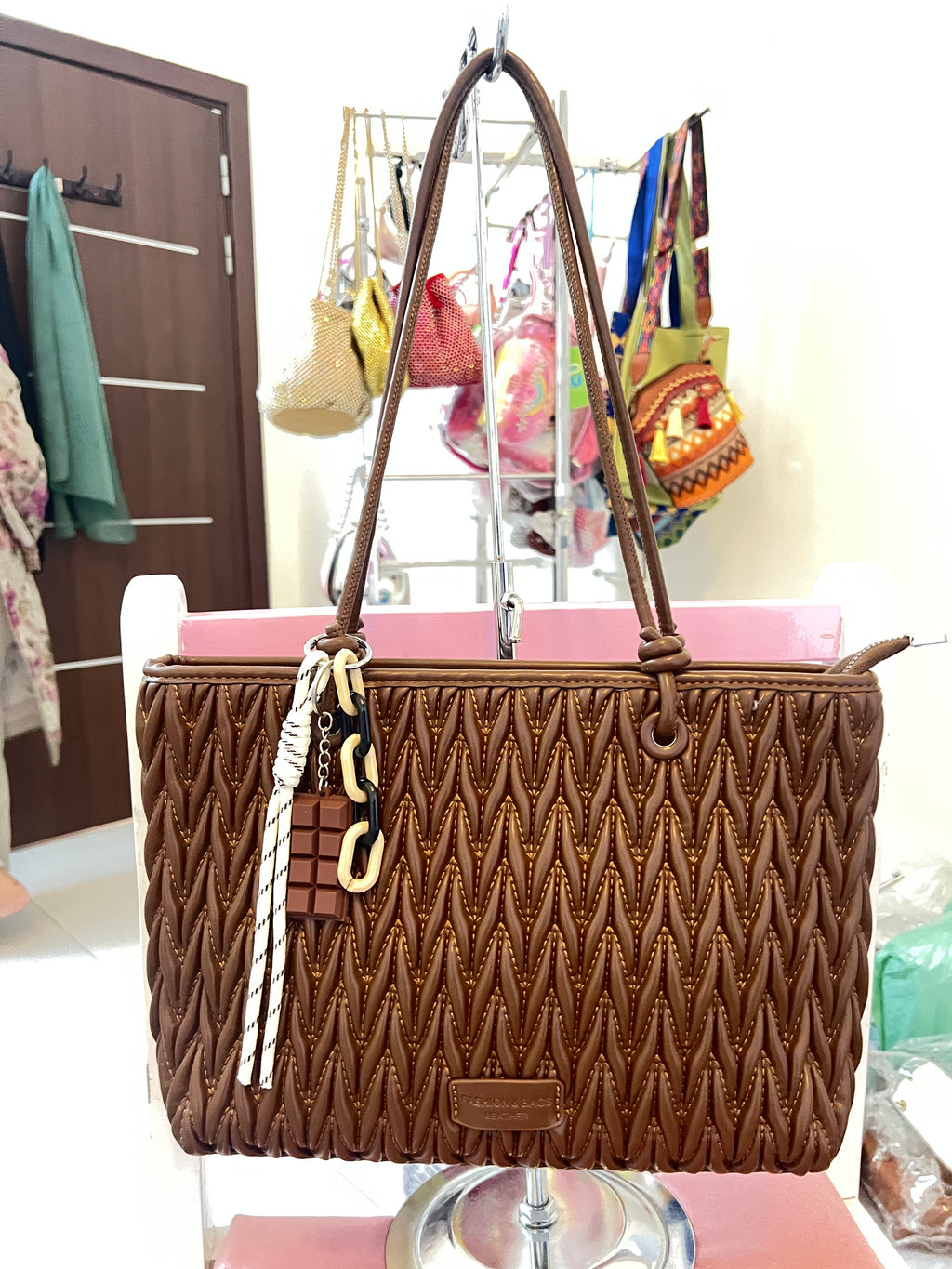 Chevron Quilted Tote Bag for Women – Available in 4 Colours | Pakistan