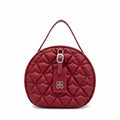 Round Quilted Vanity Bag with Chain Strap & Flower Logo – Women's Mini Crossbody in Pakistan