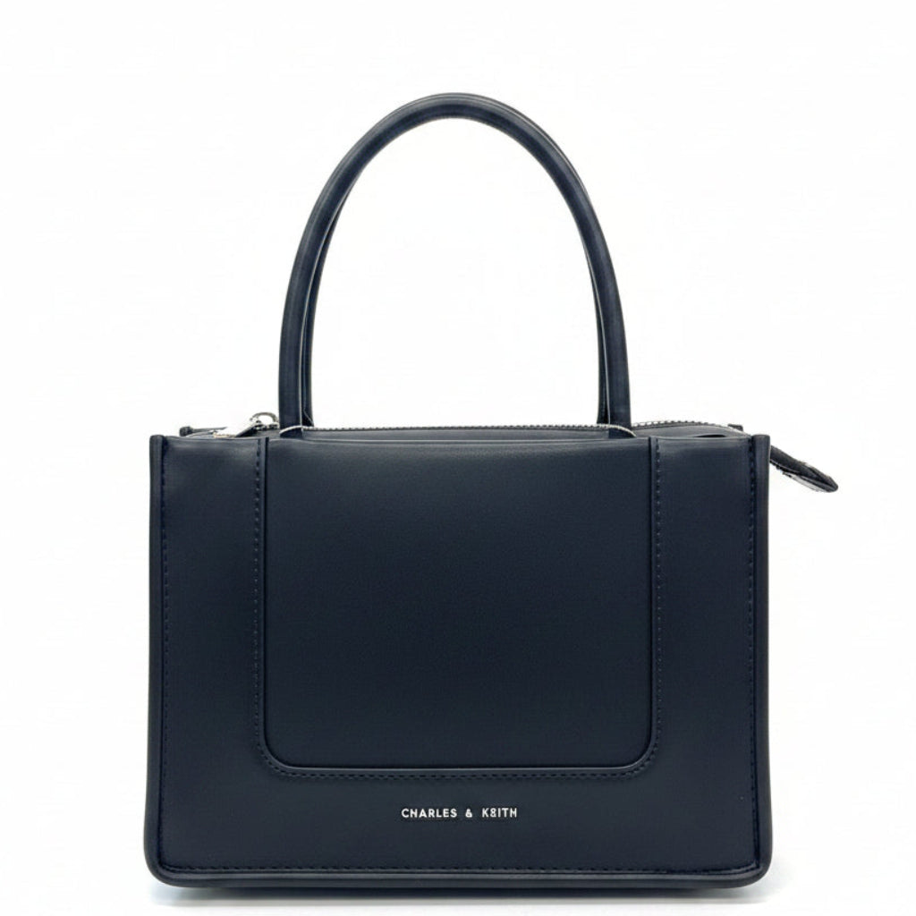 Structured Mini Tote Bag with Panel Pocket & Top Handle for Women in Pakistan – Charles & Keith Style