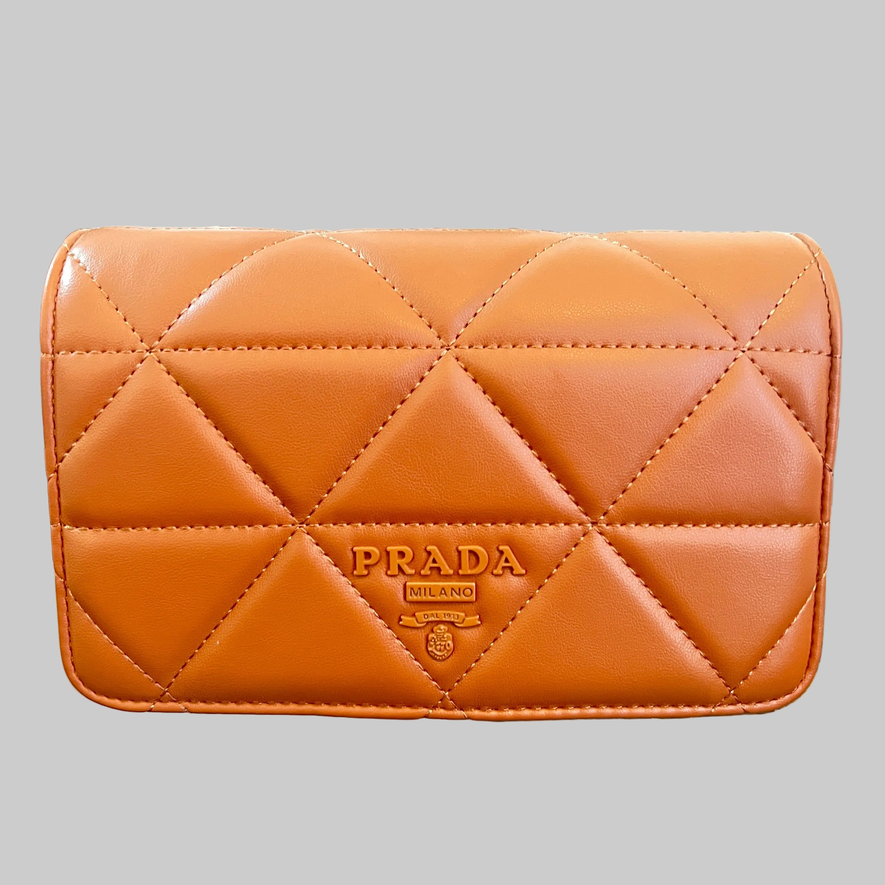 Prada Milano Style Quilted Mini Flap Bag with Gold Chain Strap for Women in Pakistan
