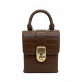 Croc Embossed Mini Box Bag with Gold Turn-Lock & Top Handle for Women in Pakistan