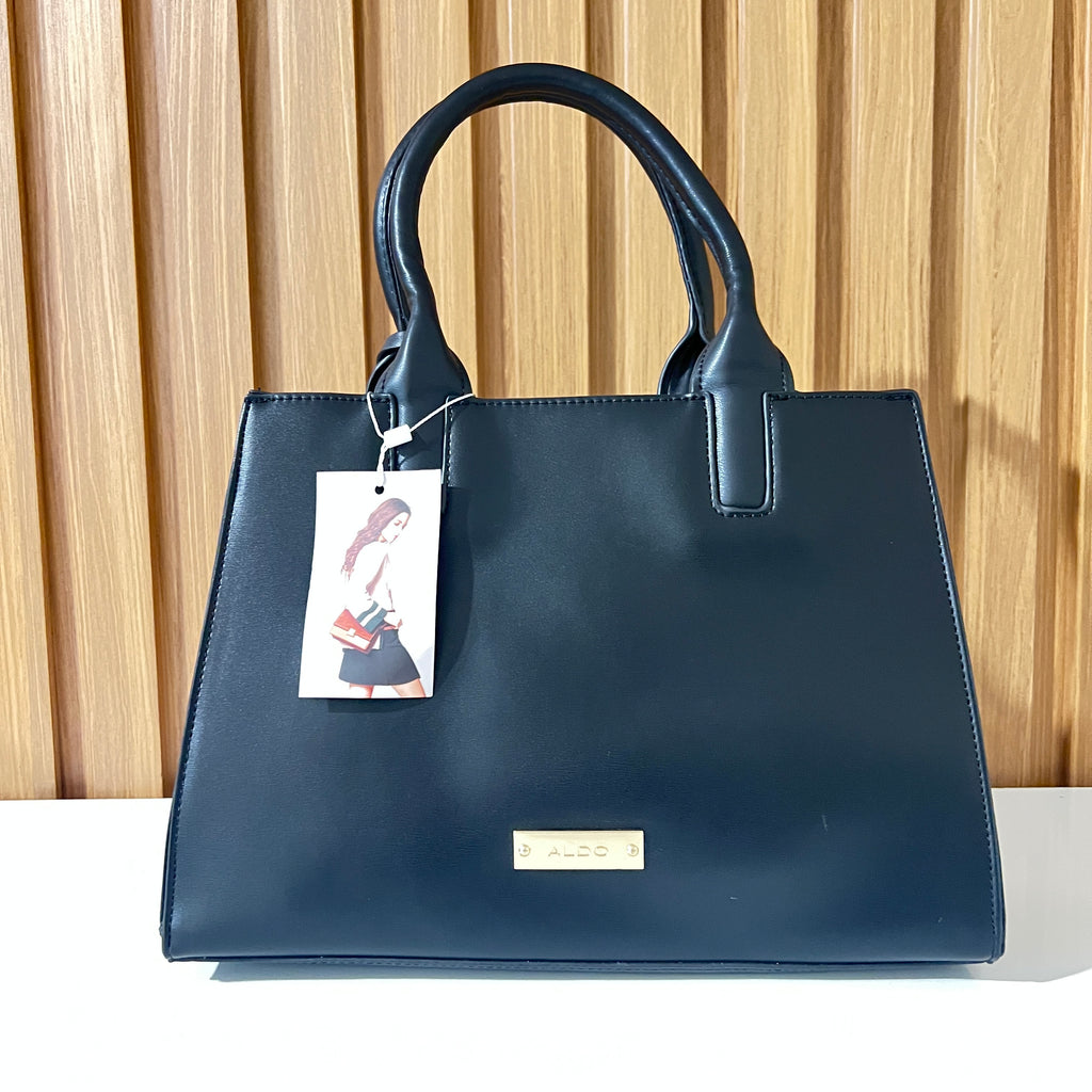 Black Structured Tote Handbag with Detachable Shoulder Strap
