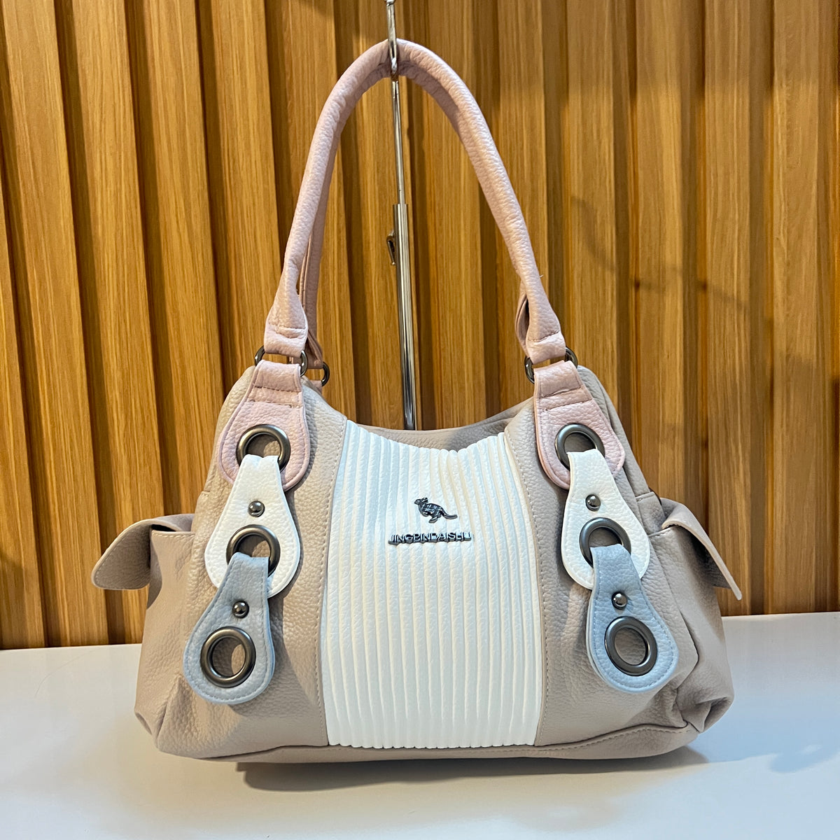 Classic Textured Top Handle Handbag for Women