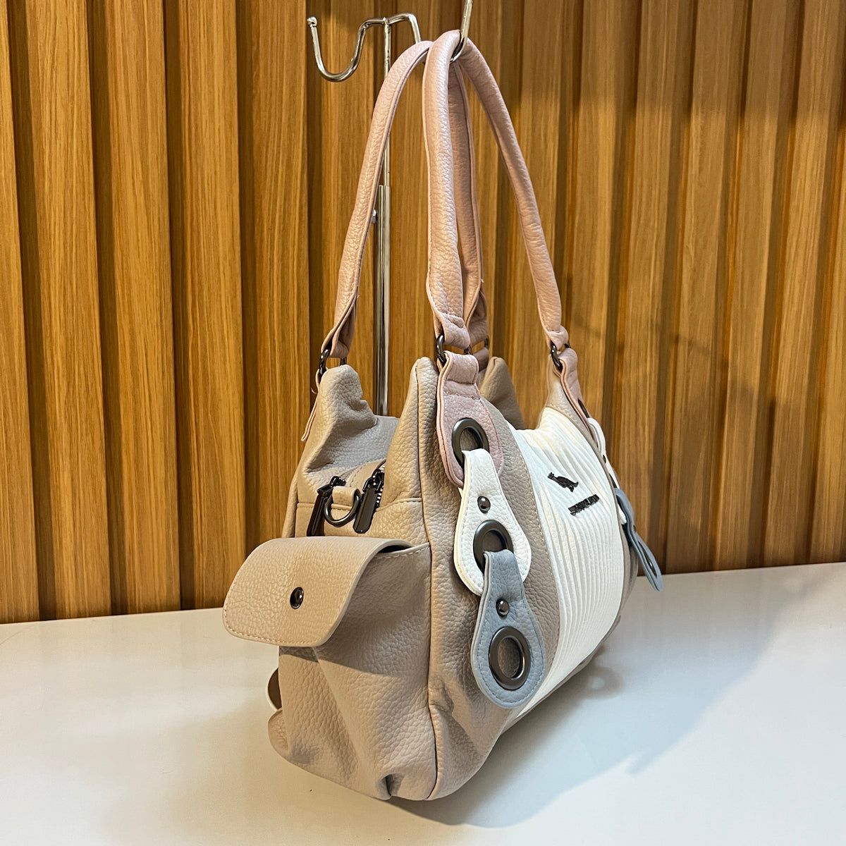 Classic Textured Top Handle Handbag for Women