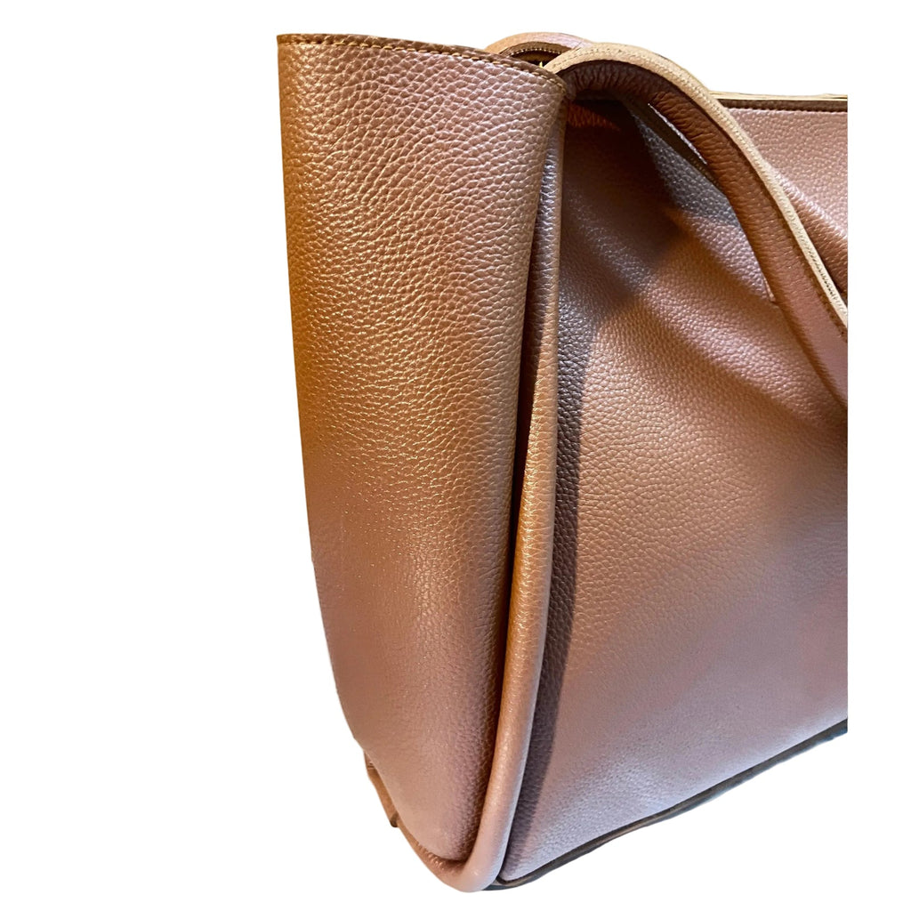 Ladies Tan Tote Shoulder Bag – Spacious Everyday Bag by Meraki by Emaan Pakistan - Side view