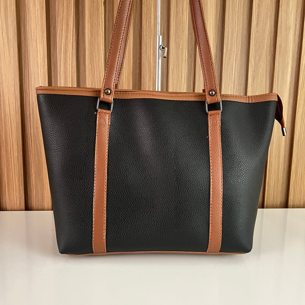 Large Black Tote Bag for Women – Close View Spacious Shoulder Handbag with Zip Closure for Office & University