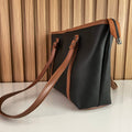 Large Black Tote Bag for Women – Side View Spacious Shoulder Handbag with Zip Closure for Office & University