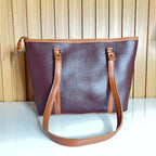 Large Burgundy Tote Bag for Women – Front Handle view - Spacious Shoulder Handbag with Zip Closure for Office & University