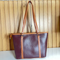 Large Burgundy Tote Bag for Women – front hanging view - Spacious Shoulder Handbag with Zip Closure for Office & University