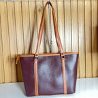 Large Burgundy Tote Bag for Women – front hanging view - Spacious Shoulder Handbag with Zip Closure for Office & University
