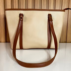 Large Cream Tote Bag for Women – Front View - Spacious Shoulder Handbag with Zip Closure for Office & University