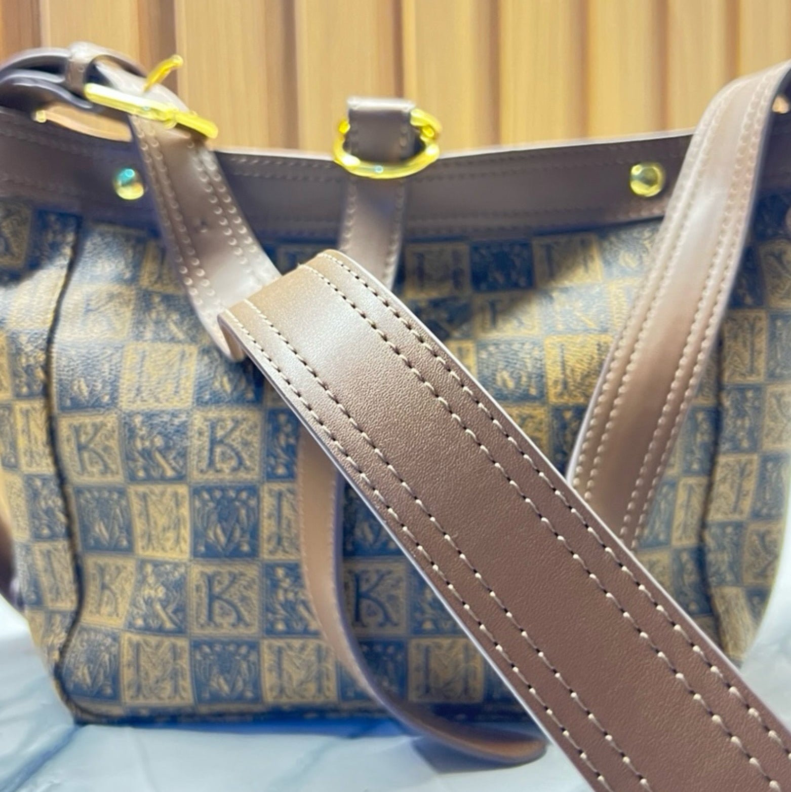 Monogram Print 2-Piece Shoulder Bag Set – Matching Tote & Pouch by Meraki by Emaan Pakistan