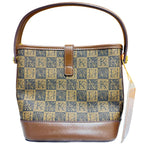 Monogram Print Bucket Bag – Brown Top Handle & Crossbody Bag - Back side by Meraki by Emaan Pakistan