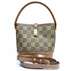 Monogram Print Bucket Bag – Brown Top Handle & Crossbody Bag by Meraki by Emaan Pakistan