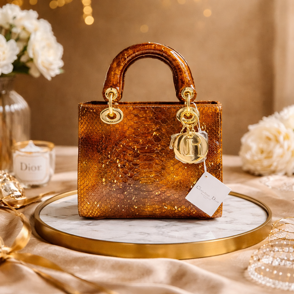 Premium skin leather ladies handbag gold zip closure Pakistan