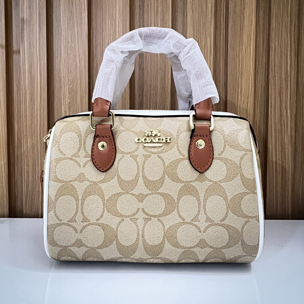 Signature Monogram Mini Barrel Bag – Top Handle & Crossbody Handbag by Meraki by Emaan Pakistan - Front View