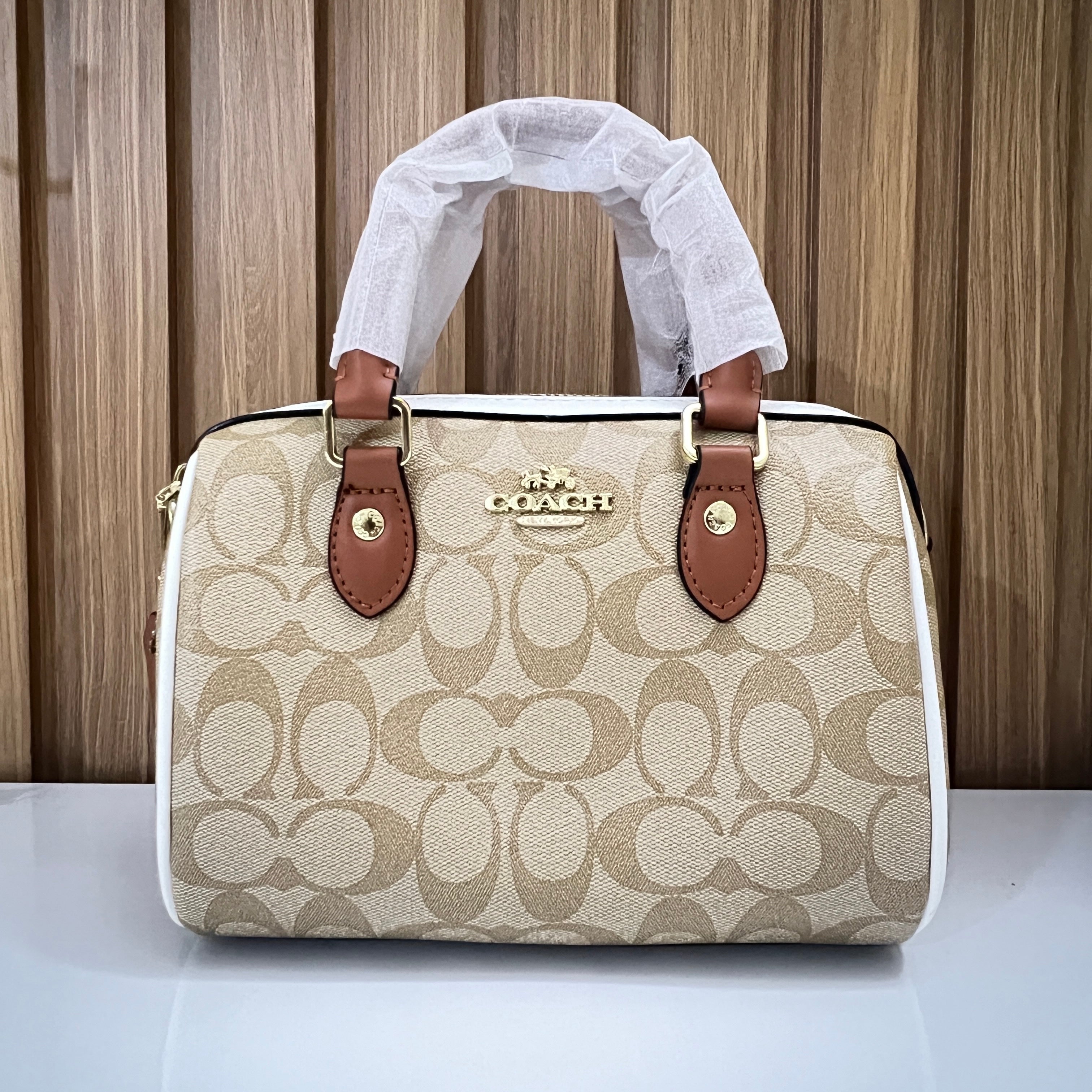 Signature Monogram Mini Barrel Bag – Top Handle & Crossbody Handbag by Meraki by Emaan Pakistan - Front View